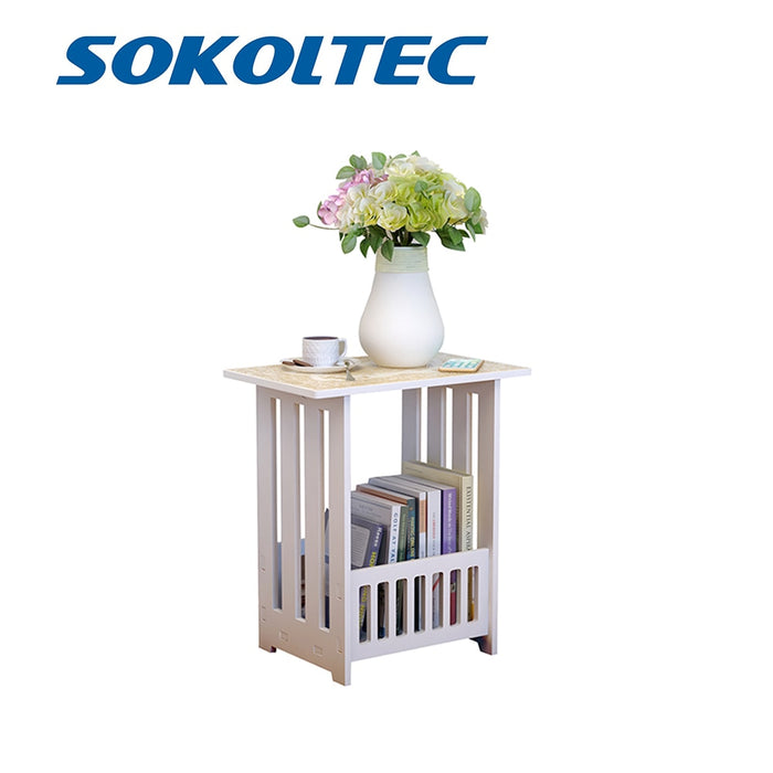 SOKOLTEC Simple mini plastic coffee tea table round home living room bookcase shelf bedside cabinet white furniture