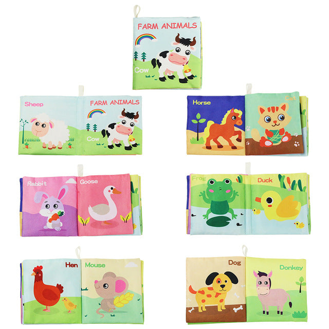 Baby Soft Cloth Books Rustling Sound Washable English Books Newborn Babies 0-12 month Intelligent Early-Educational Toys for Kid