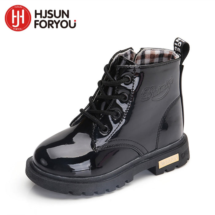 2020 New Winter Children Shoes PU Leather Waterproof Martin Boots Kids Snow Boots Brand Girls Boys Rubber Boots Fashion Sneakers