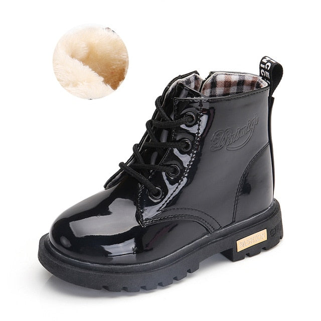 2020 New Winter Children Shoes PU Leather Waterproof Martin Boots Kids Snow Boots Brand Girls Boys Rubber Boots Fashion Sneakers