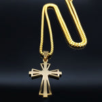 2020 Fashion Big Long Cross Stainless Steel Necklaces Pendants for Men Silver Necklace Jewerly cadenas para hombre N1165S02