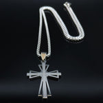 2020 Fashion Big Long Cross Stainless Steel Necklaces Pendants for Men Silver Necklace Jewerly cadenas para hombre N1165S02