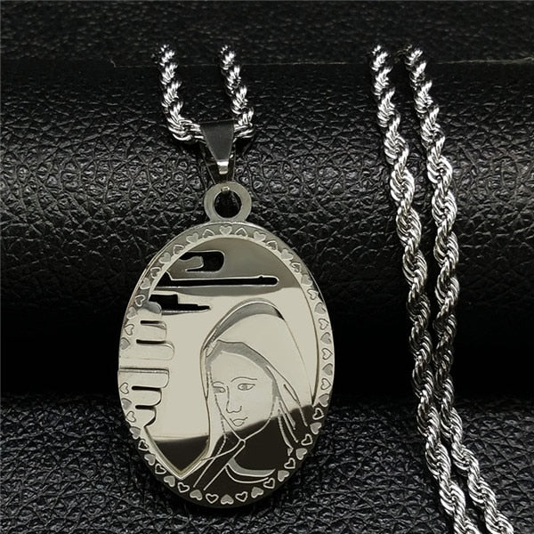 2020 The Virgin Mary Stainless Steel Long Necklace Men Jewerly Gold Color Choker Necklace Hip Hop Jewelry collares hombre N17850