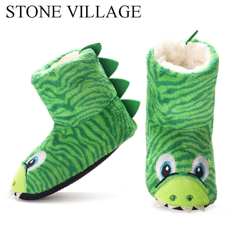 Hot Selling Kids Girls Boys Floor Slippers Cute Animal Soft Warm Plush Lining Non-Slip House Shoes Winter Boot Socks 2-7Year Old