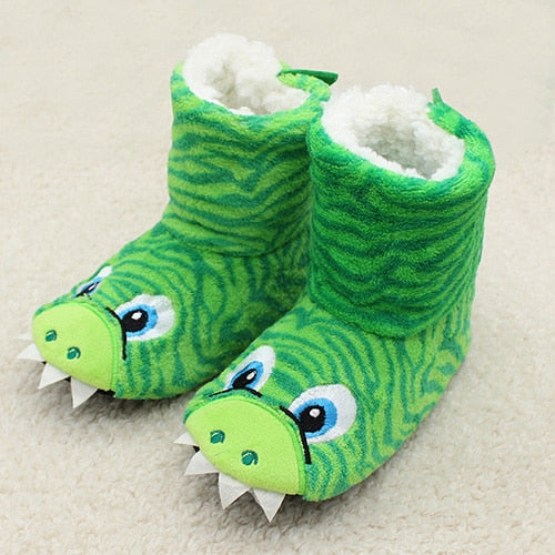 Hot Selling Kids Girls Boys Floor Slippers Cute Animal Soft Warm Plush Lining Non-Slip House Shoes Winter Boot Socks 2-7Year Old