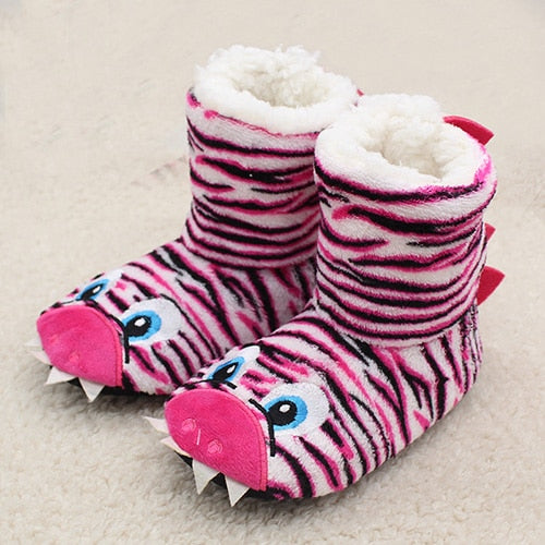 Hot Selling Kids Girls Boys Floor Slippers Cute Animal Soft Warm Plush Lining Non-Slip House Shoes Winter Boot Socks 2-7Year Old