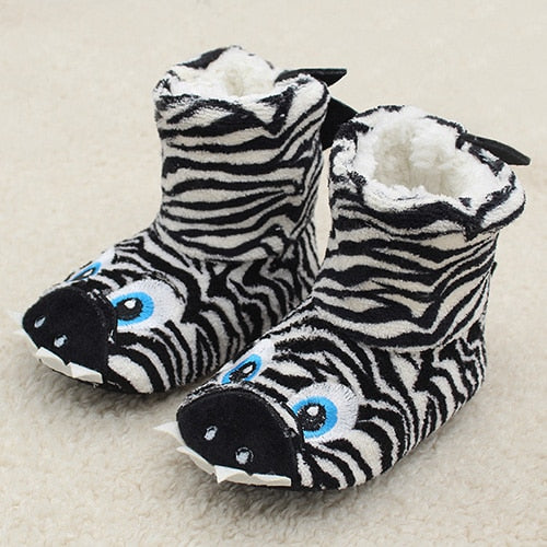 Hot Selling Kids Girls Boys Floor Slippers Cute Animal Soft Warm Plush Lining Non-Slip House Shoes Winter Boot Socks 2-7Year Old