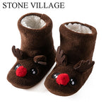 Hot Selling Kids Girls Boys Floor Slippers Cute Animal Soft Warm Plush Lining Non-Slip House Shoes Winter Boot Socks 2-7Year Old