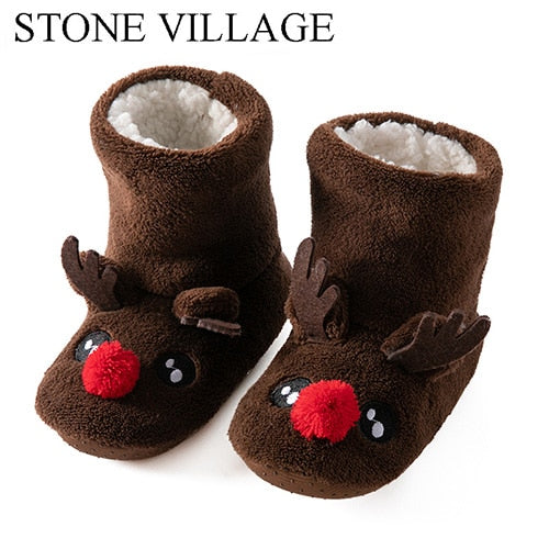 Hot Selling Kids Girls Boys Floor Slippers Cute Animal Soft Warm Plush Lining Non-Slip House Shoes Winter Boot Socks 2-7Year Old