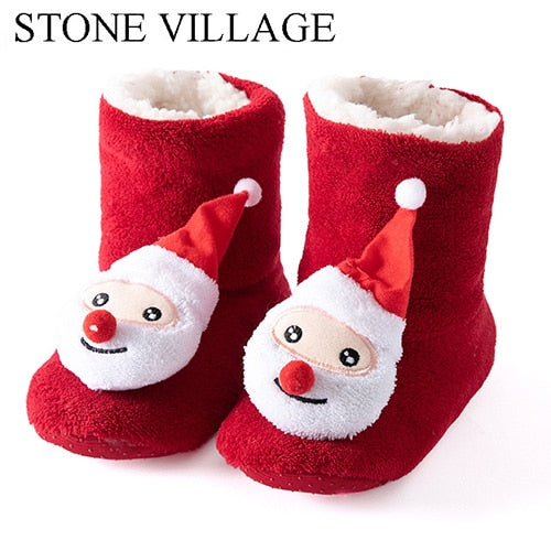 Hot Selling Kids Girls Boys Floor Slippers Cute Animal Soft Warm Plush Lining Non-Slip House Shoes Winter Boot Socks 2-7Year Old