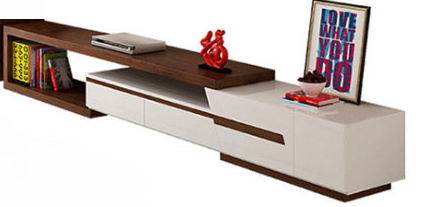 Modern minimalist white painted coffee table TV cabinet combination fashion wood grain stretchable living room coffee table