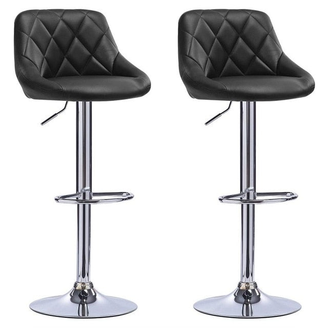 2PCS/Set High Quality Modern Fashion Bar Chair Soft PU Leather Adjustable Kitchen Chairs With Footrest BarStools Funiture HWC