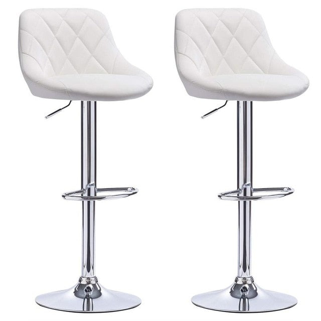 2PCS/Set High Quality Modern Fashion Bar Chair Soft PU Leather Adjustable Kitchen Chairs With Footrest BarStools Funiture HWC