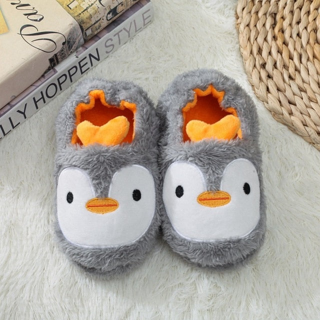 2019 Winter Cute Penguin Kids Slippers Comfortable Baby Warm Cotton Shoes Boys And Girls House Indoor Animal Plush Slippers