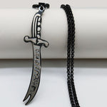 2020 Islam Allah Knife Stainless Steel Chain Men Necklace Jewelry Black Color Necklaces Pendants Jewerly colar masculino N437S02