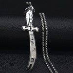 2020 Islam Allah Knife Stainless Steel Chain Men Necklace Jewelry Black Color Necklaces Pendants Jewerly colar masculino N437S02