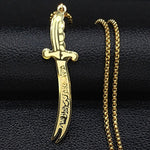 2020 Islam Allah Knife Stainless Steel Chain Men Necklace Jewelry Black Color Necklaces Pendants Jewerly colar masculino N437S02