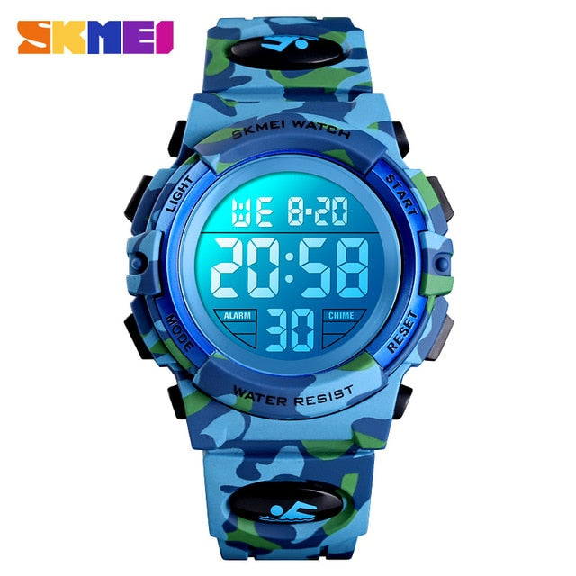 SKMEI Military Kids Sport Watches 50M Waterproof Electronic Wristwatch Stop Watch Clock Children Digital Watch For Boys Girls