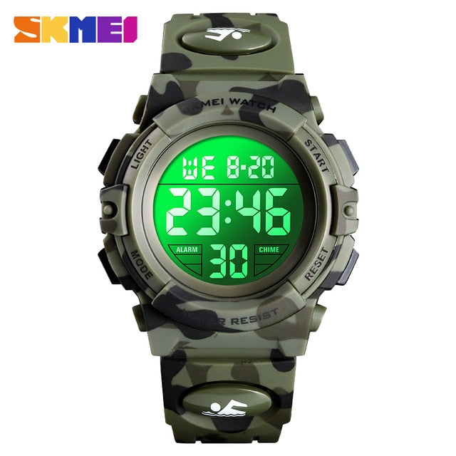 SKMEI Military Kids Sport Watches 50M Waterproof Electronic Wristwatch Stop Watch Clock Children Digital Watch For Boys Girls