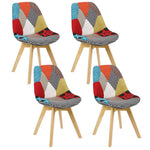 A set of 4 Nordic medieval style art dining chairs, beech wood feet retro design chairs, suitable for kitchen, dining room (red)
