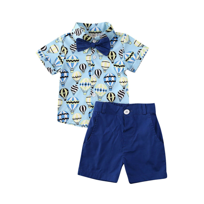 2020 Toddler Baby Boy Clothes Kids School Uniform Set Cartoon Print Short Sleeve T-shirts Tops+Short Pants Summer Outfits 1-5Y