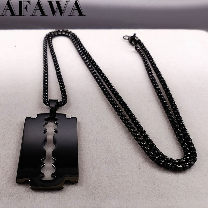 Fashion Blade Stainless Steel Necklaces Men Jewerly Black Color Gothic Necklaces & Pendants Jewelry collier homme N423S01