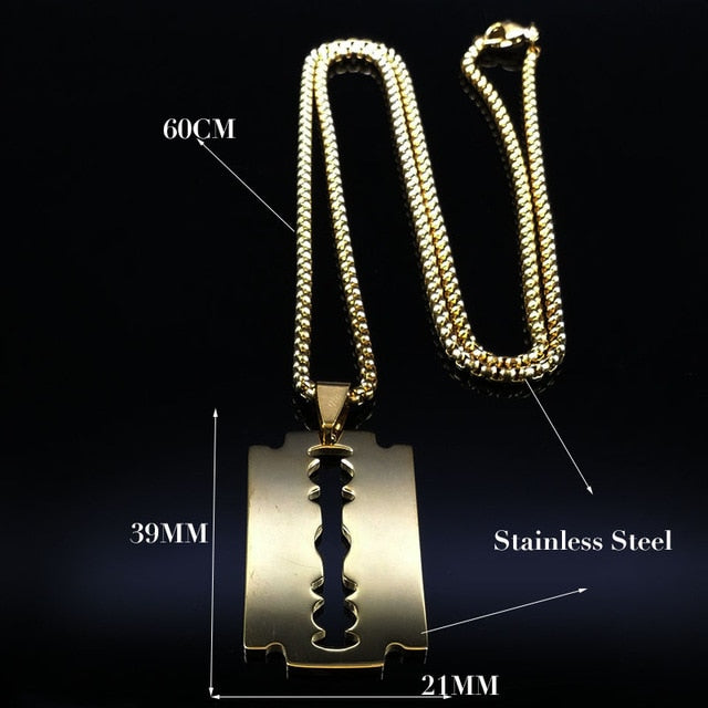 Fashion Blade Stainless Steel Necklaces Men Jewerly Black Color Gothic Necklaces & Pendants Jewelry collier homme N423S01