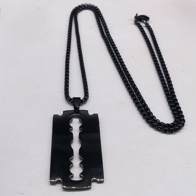 Fashion Blade Stainless Steel Necklaces Men Jewerly Black Color Gothic Necklaces & Pendants Jewelry collier homme N423S01