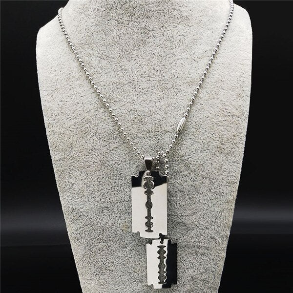 Fashion Blade Stainless Steel Necklaces Men Jewerly Black Color Gothic Necklaces & Pendants Jewelry collier homme N423S01