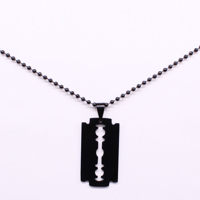 Fashion Blade Stainless Steel Necklaces Men Jewerly Black Color Gothic Necklaces & Pendants Jewelry collier homme N423S01