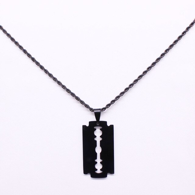 Fashion Blade Stainless Steel Necklaces Men Jewerly Black Color Gothic Necklaces & Pendants Jewelry collier homme N423S01