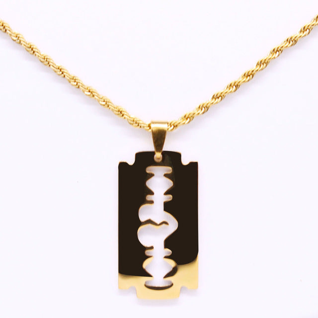 Fashion Blade Stainless Steel Necklaces Men Jewerly Black Color Gothic Necklaces & Pendants Jewelry collier homme N423S01