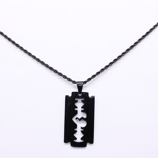 Fashion Blade Stainless Steel Necklaces Men Jewerly Black Color Gothic Necklaces & Pendants Jewelry collier homme N423S01