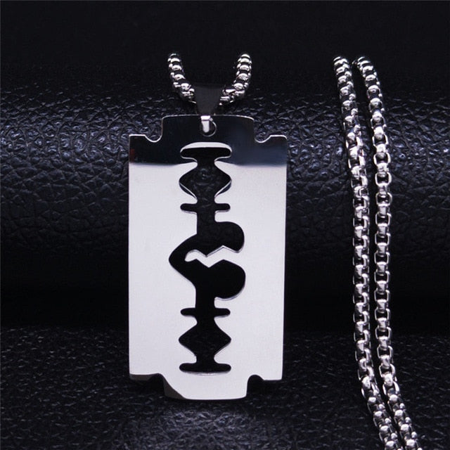 Fashion Blade Stainless Steel Necklaces Men Jewerly Black Color Gothic Necklaces & Pendants Jewelry collier homme N423S01