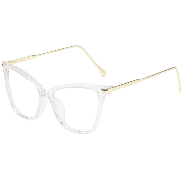 YOOSKE Cat Eye Glasses Frames Women Metal Frame Brand Disgner  Optical Eyeglasses Ladies Transparent frame Vintage Eyewear