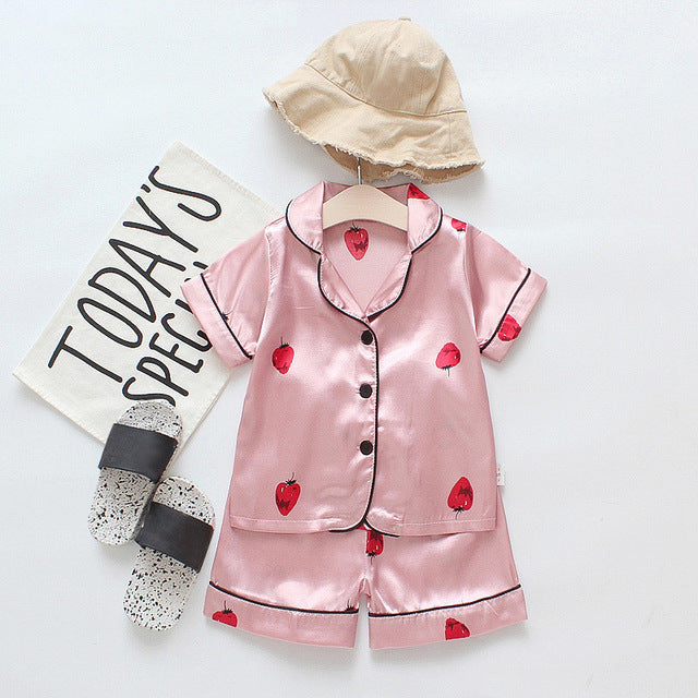 Children's Pajamas Set Baby Boy Girl Clothes Summer Sleepwear Set Kids Cartoon Printed Tops+Shorts Toddler Clothing Sets