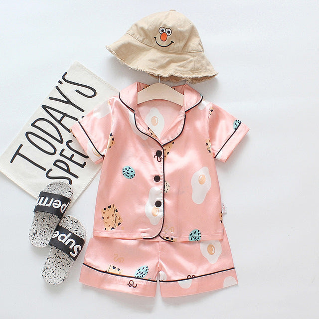 Children's Pajamas Set Baby Boy Girl Clothes Summer Sleepwear Set Kids Cartoon Printed Tops+Shorts Toddler Clothing Sets
