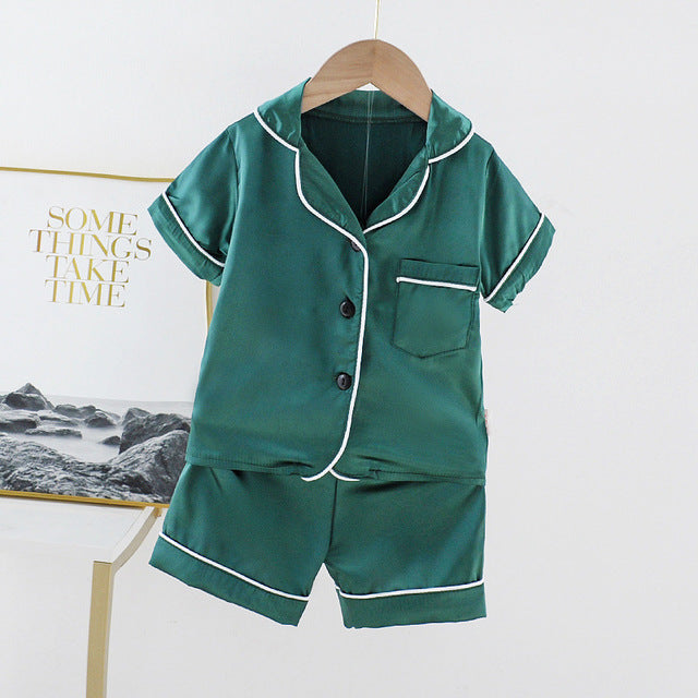 Children's Pajamas Set Baby Boy Girl Clothes Summer Sleepwear Set Kids Cartoon Printed Tops+Shorts Toddler Clothing Sets