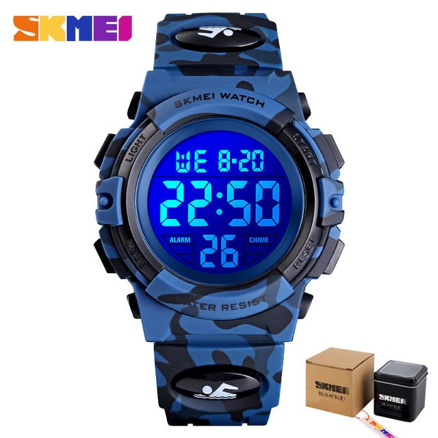 SKMEI Military Kids Sport Watches 50M Waterproof Electronic Wristwatch Stop Watch Clock Children Digital Watch For Boys Girls