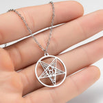 Large Talisman Baphomet Stainless Steel Satan Necklace Pendant for Men Satanic Jewerly Pentagram Charm Lucifer Patch collares