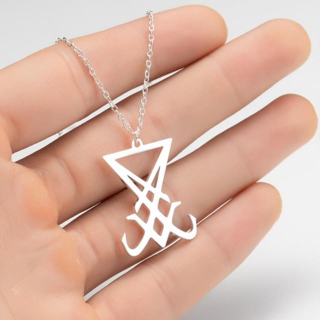 Large Talisman Baphomet Stainless Steel Satan Necklace Pendant for Men Satanic Jewerly Pentagram Charm Lucifer Patch collares