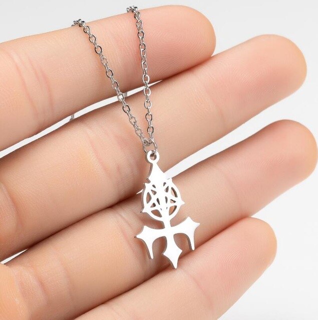 Large Talisman Baphomet Stainless Steel Satan Necklace Pendant for Men Satanic Jewerly Pentagram Charm Lucifer Patch collares