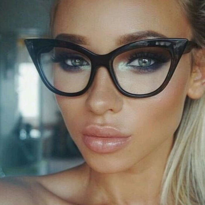 LongKeeper New Cat Eye Glasses Frame Women Brand Designer Optical Eyeglasses Ladies Fashion Retro Clear Glasses