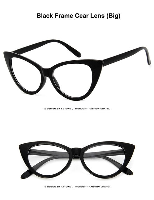 LongKeeper New Cat Eye Glasses Frame Women Brand Designer Optical Eyeglasses Ladies Fashion Retro Clear Glasses