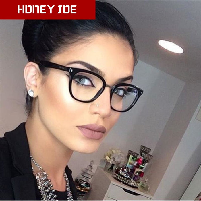 Women Men Eyeglasses Computer Gaming Glasses Anti Blue Light UV400 Vintage Spectacles Square Frame Clear Lens Black Ladies Rivet