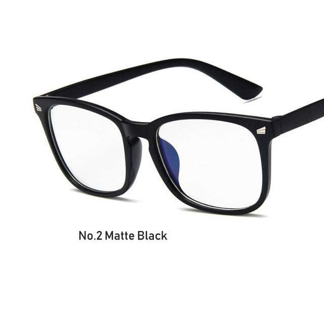 Women Men Eyeglasses Computer Gaming Glasses Anti Blue Light UV400 Vintage Spectacles Square Frame Clear Lens Black Ladies Rivet