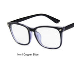 Women Men Eyeglasses Computer Gaming Glasses Anti Blue Light UV400 Vintage Spectacles Square Frame Clear Lens Black Ladies Rivet