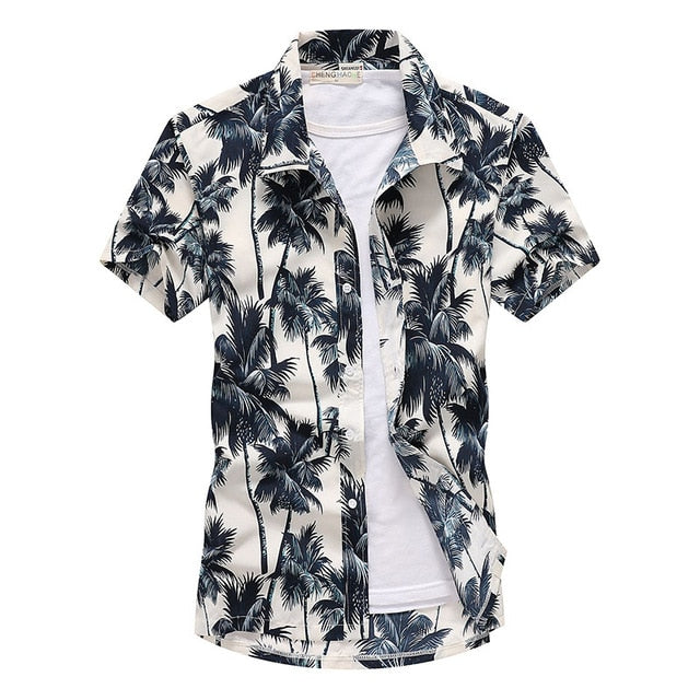 Mens Printed Hawaiian Beach Shirt Summer Short Sleeve 5XL Fast Drying Floral Shirts Male Holiday Vacation Clothing Chemise Homme