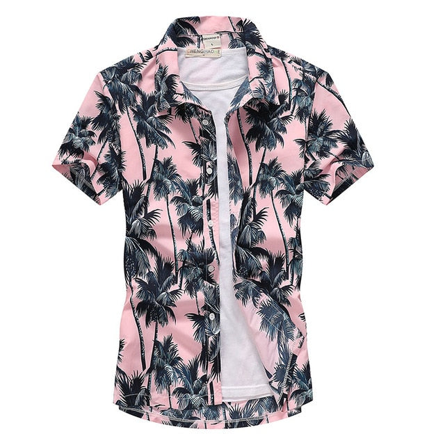 Mens Printed Hawaiian Beach Shirt Summer Short Sleeve 5XL Fast Drying Floral Shirts Male Holiday Vacation Clothing Chemise Homme