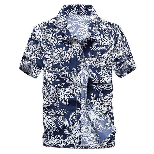 Mens Printed Hawaiian Beach Shirt Summer Short Sleeve 5XL Fast Drying Floral Shirts Male Holiday Vacation Clothing Chemise Homme